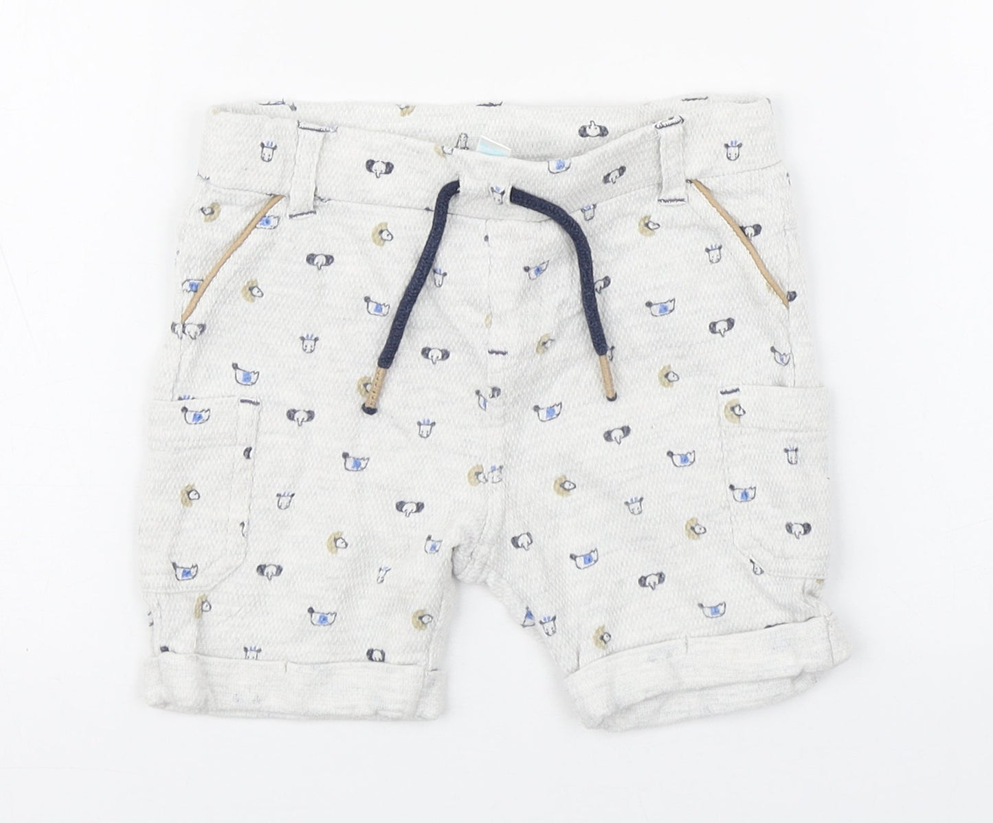 Bobaibi Boys White Geometric 100% Cotton Cropped Trousers Size 24 Months  Pullover