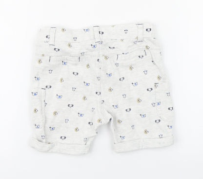 Bobaibi Boys White Geometric 100% Cotton Cropped Trousers Size 24 Months  Pullover