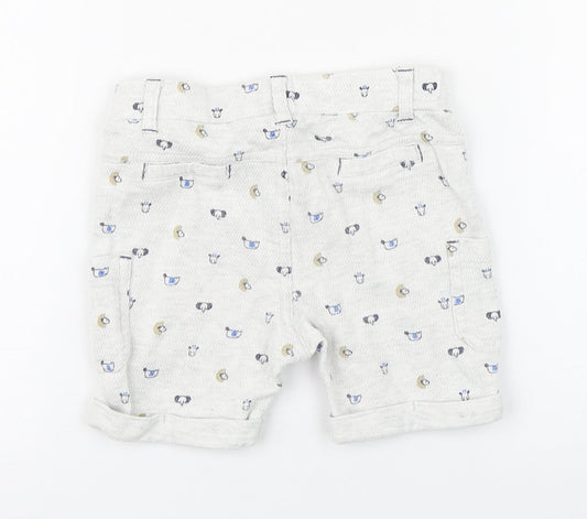 Bobaibi Boys White Geometric 100% Cotton Cropped Trousers Size 24 Months  Pullover