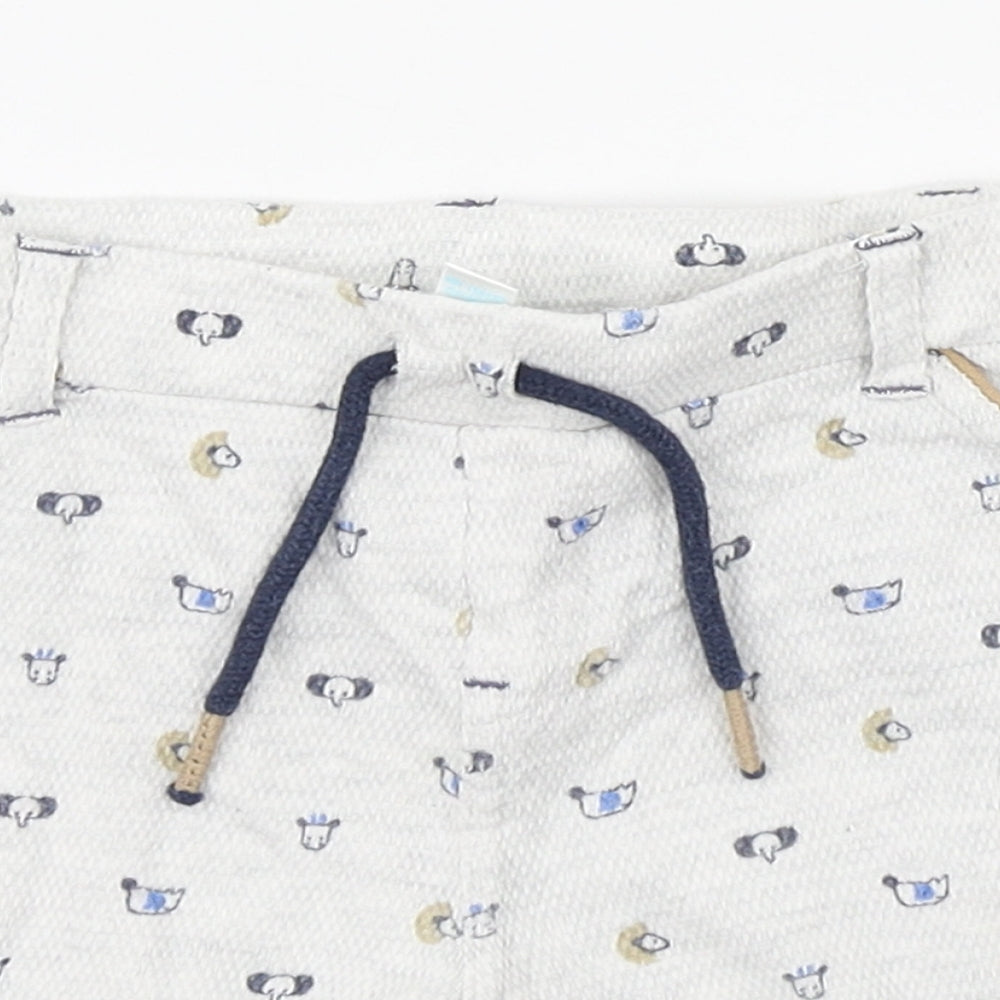 Bobaibi Boys White Geometric 100% Cotton Cropped Trousers Size 24 Months  Pullover