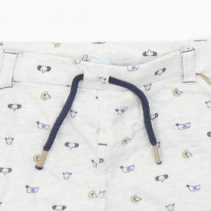 Bobaibi Boys White Geometric 100% Cotton Cropped Trousers Size 24 Months  Pullover