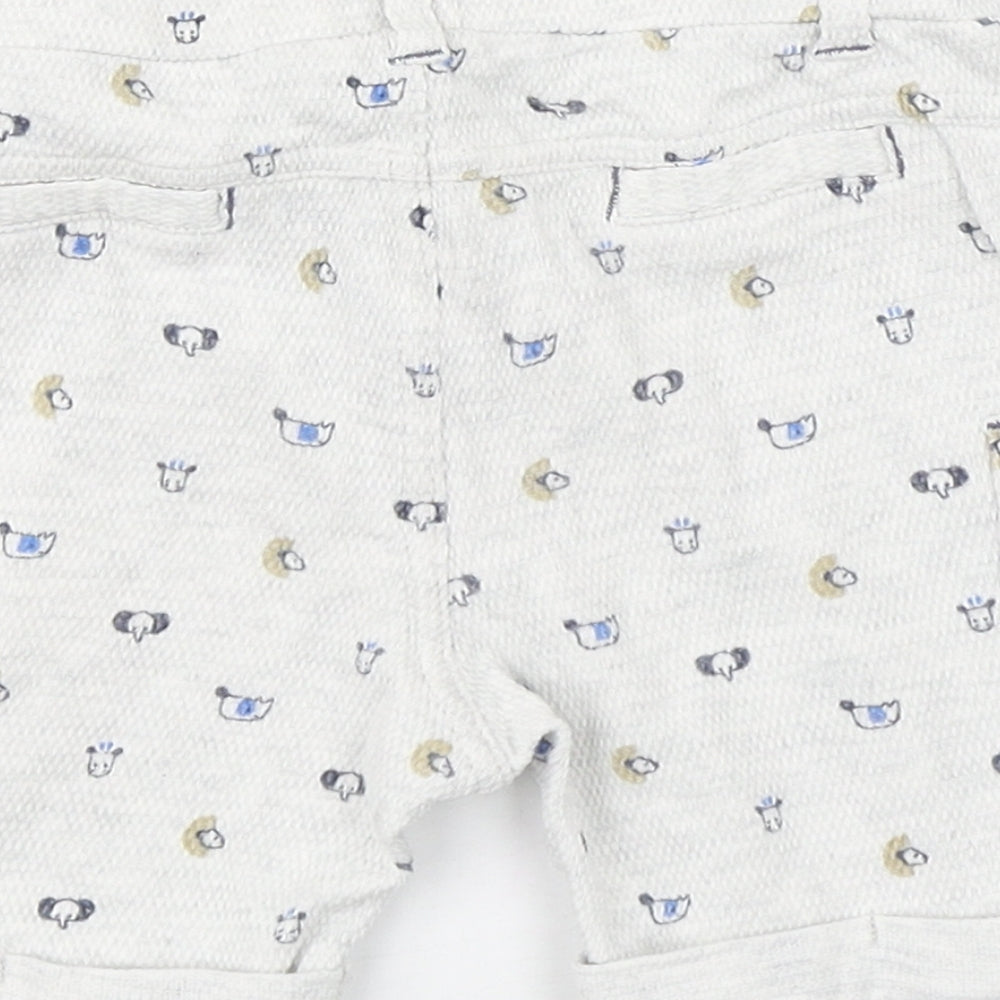 Bobaibi Boys White Geometric 100% Cotton Cropped Trousers Size 24 Months  Pullover