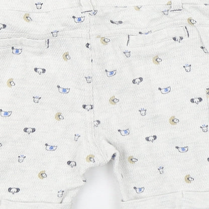 Bobaibi Boys White Geometric 100% Cotton Cropped Trousers Size 24 Months  Pullover