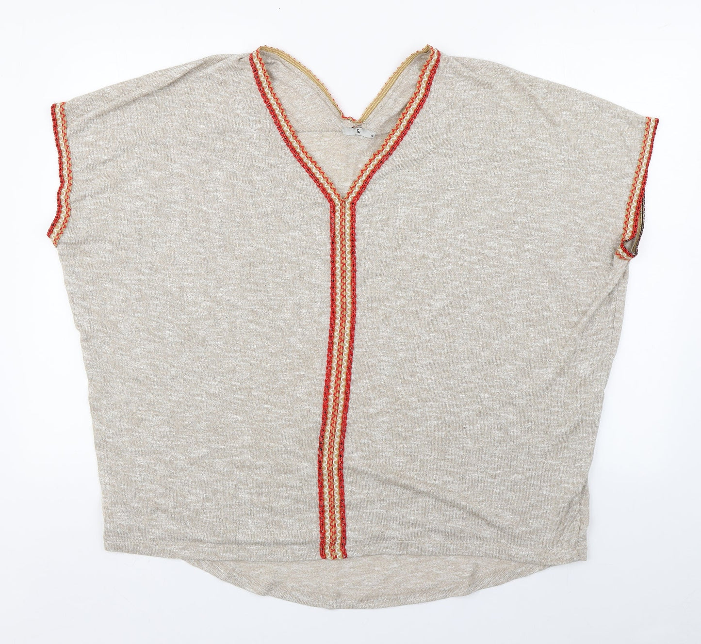 TU Womens Multicoloured V-Neck  Polyester Pullover Jumper Size 18