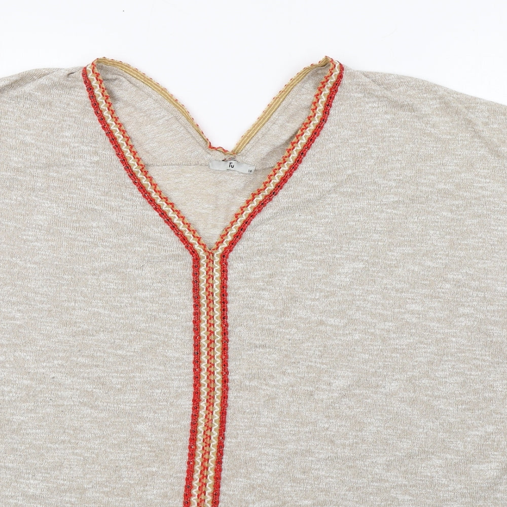 TU Womens Multicoloured V-Neck  Polyester Pullover Jumper Size 18