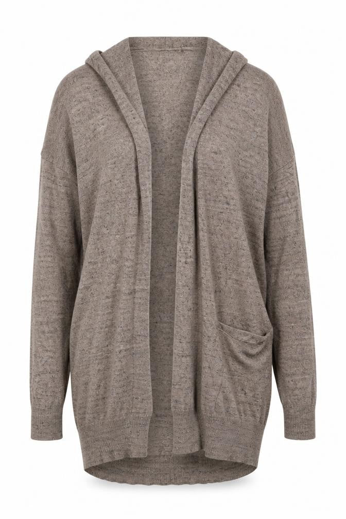 Front view of Atmosphere women’s brown v-neck cotton cardigan jumper, size UK 8