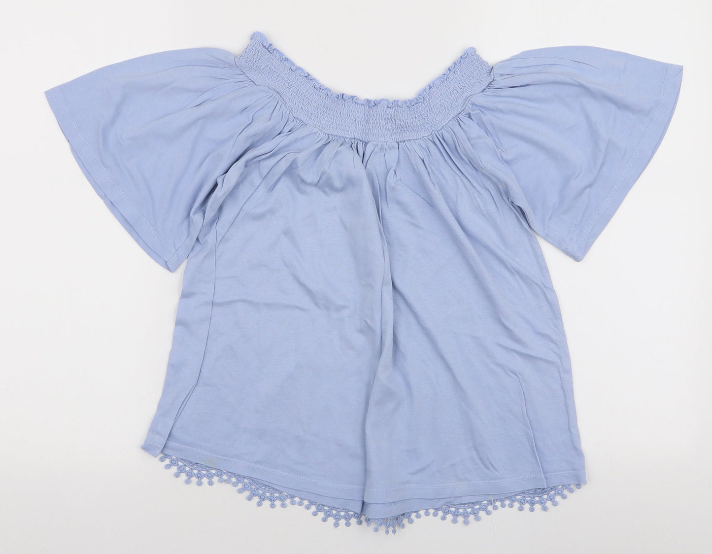 George Womens Blue  Cotton Jersey Blouse Size 8 Off the Shoulder