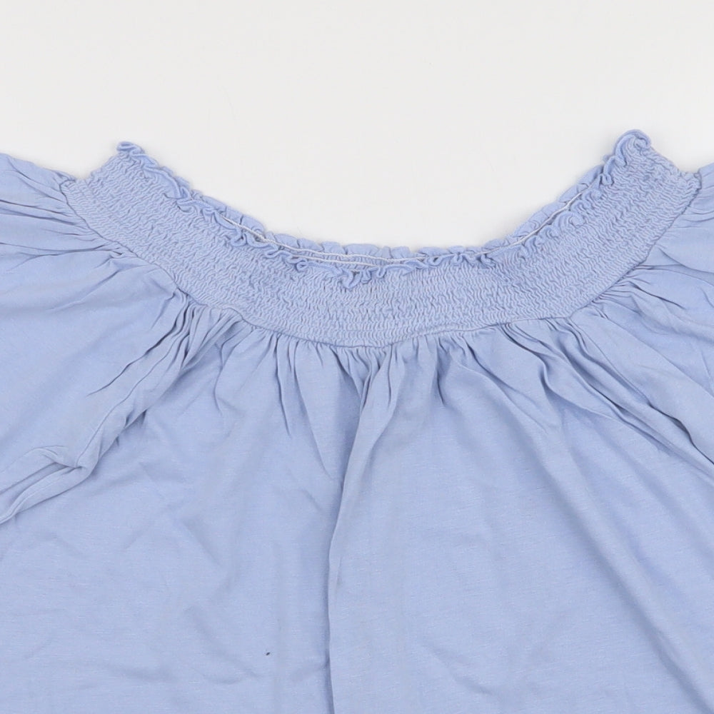 George Womens Blue  Cotton Jersey Blouse Size 8 Off the Shoulder