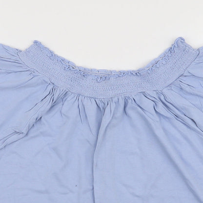 George Womens Blue  Cotton Jersey Blouse Size 8 Off the Shoulder