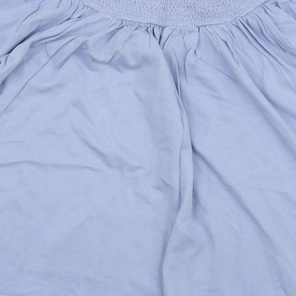 George Womens Blue  Cotton Jersey Blouse Size 8 Off the Shoulder