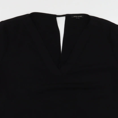 Womens UK Size 10 River Island Black Basic Blouse
