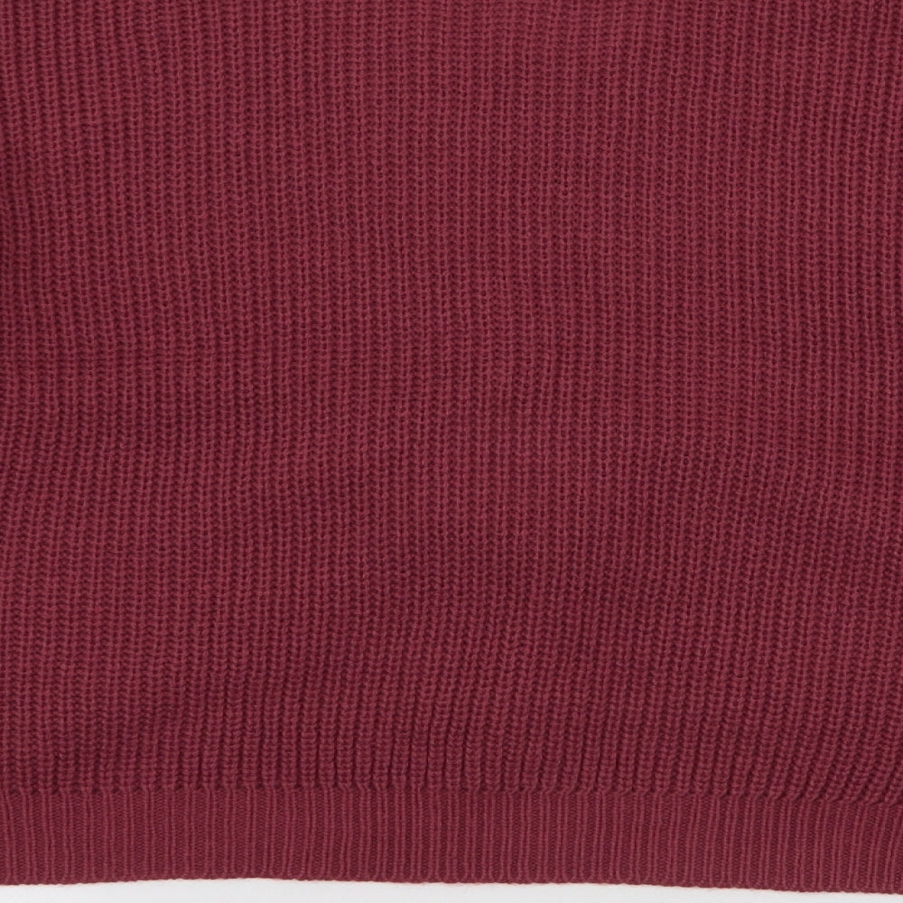 Jolie & Joy Womens Pink V-Neck  Acrylic Pullover Jumper Size L   - Cropped Tie detail