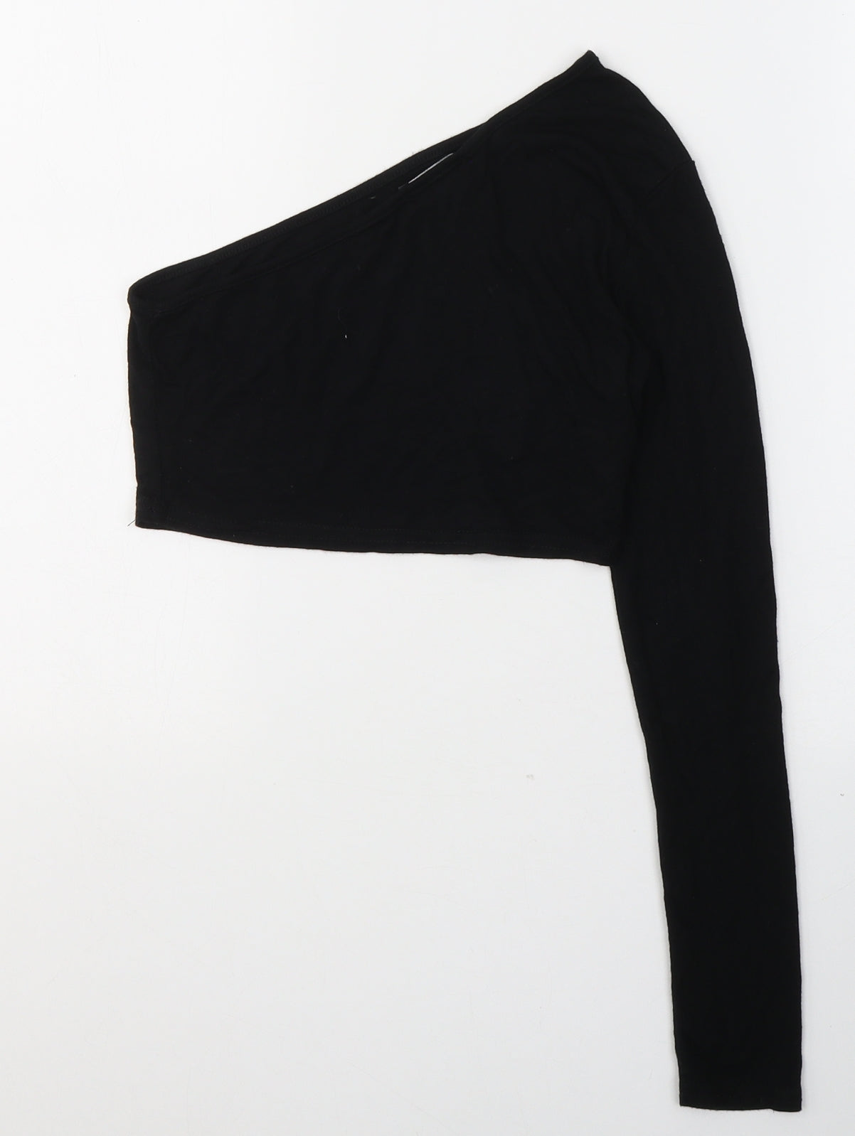 Womens UK Size 6 PRETTYLITTLETHING Black Cropped Blouse