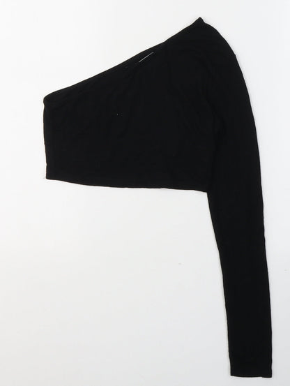 Womens UK Size 6 PRETTYLITTLETHING Black Cropped Blouse