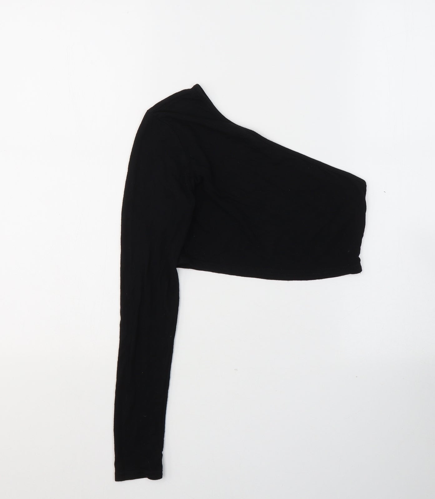 Womens UK Size 6 PRETTYLITTLETHING Black Cropped Blouse