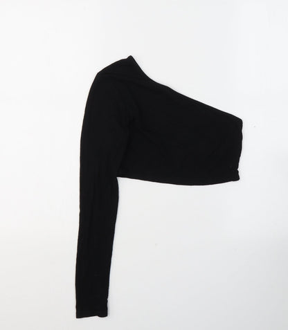Womens UK Size 6 PRETTYLITTLETHING Black Cropped Blouse