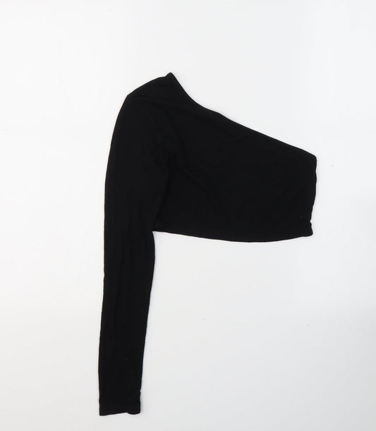 Womens UK Size 6 PRETTYLITTLETHING Black Cropped Blouse