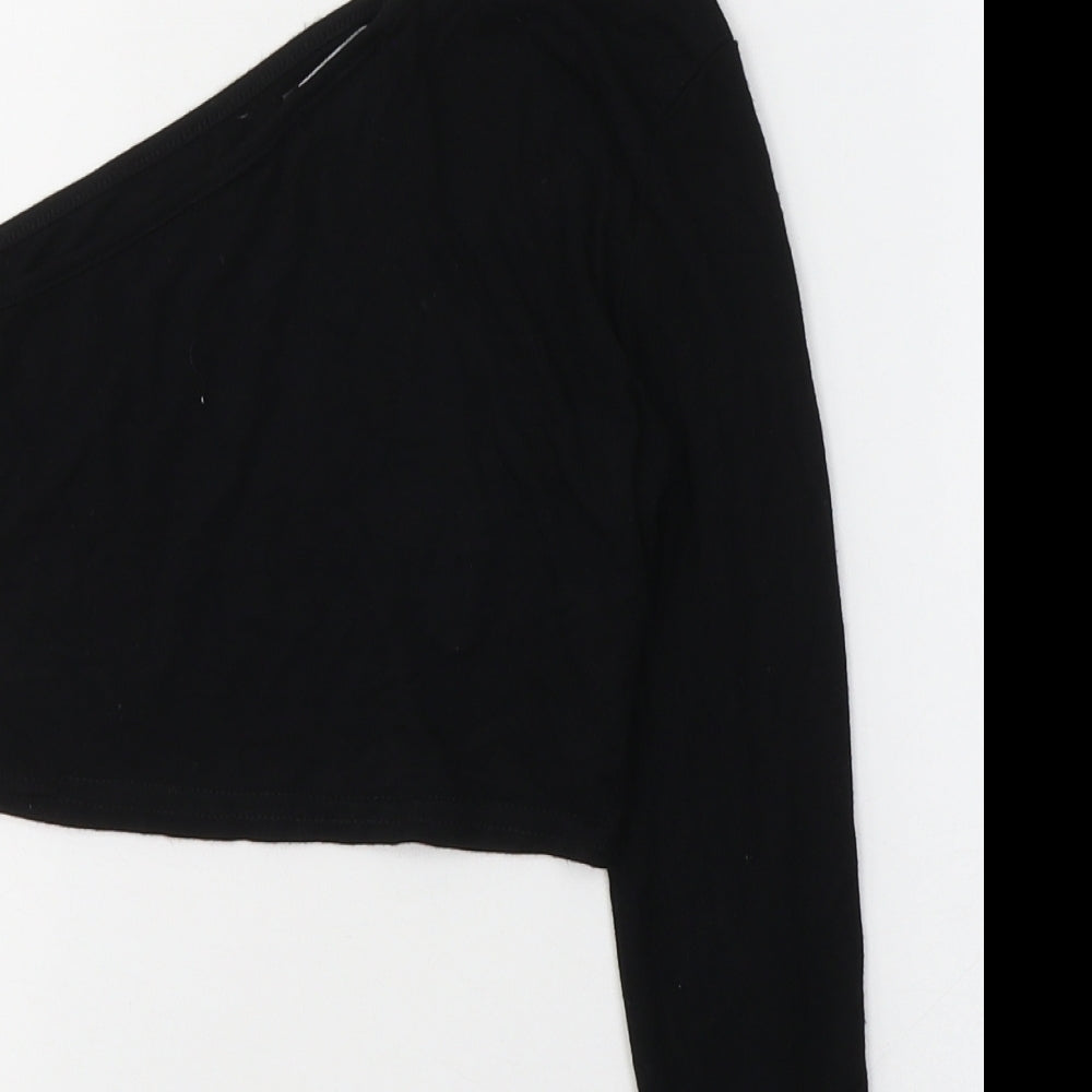 Womens UK Size 6 PRETTYLITTLETHING Black Cropped Blouse