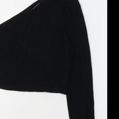 Womens UK Size 6 PRETTYLITTLETHING Black Cropped Blouse