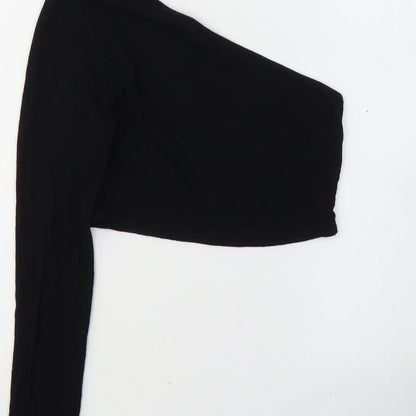 Womens UK Size 6 PRETTYLITTLETHING Black Cropped Blouse