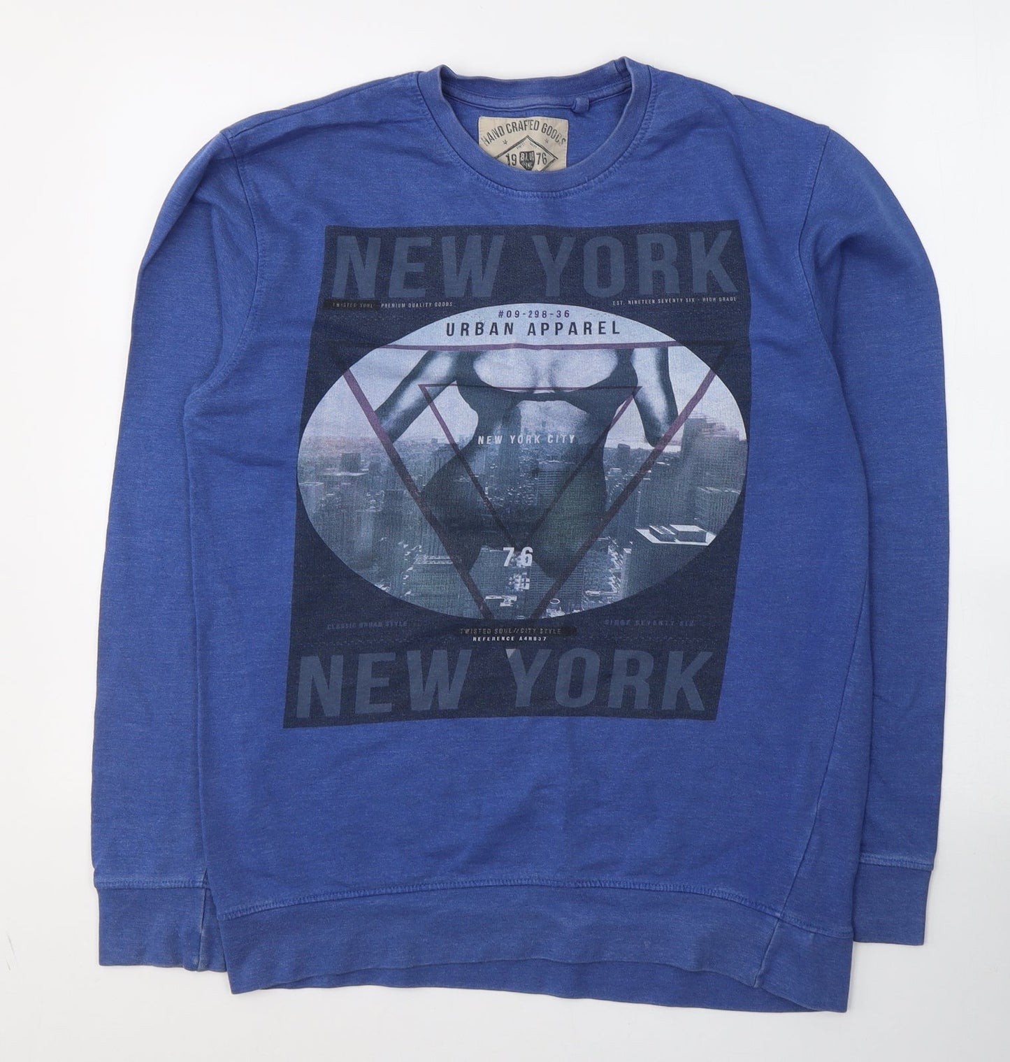 Quality Mens Blue  Cotton Pullover Sweatshirt Size S   - New York