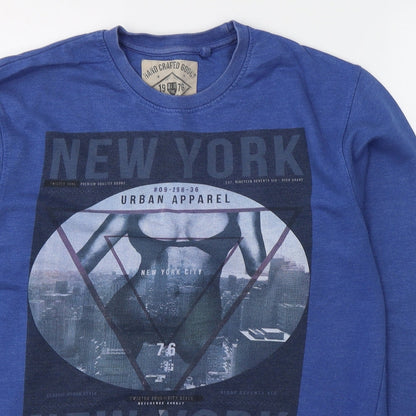 Quality Mens Blue  Cotton Pullover Sweatshirt Size S   - New York