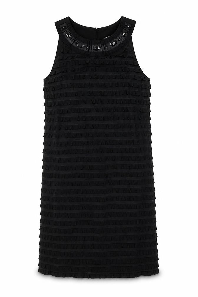 S.L. Fashions Womens Black  Polyester A-Line  Size 8  Round Neck Button