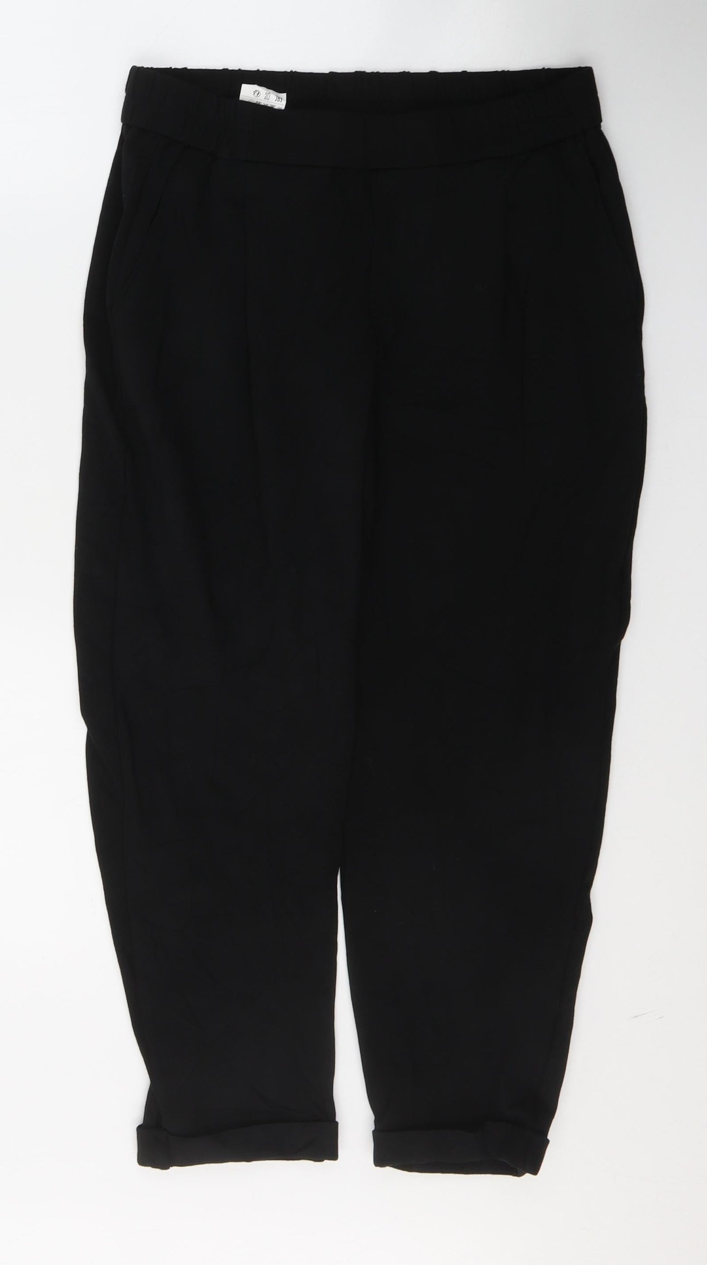 Womens UK Size S United Colors of Benetton Regular Fit Cropped Black Trousers