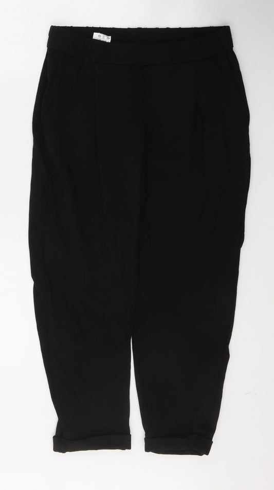 Womens UK Size S United Colors of Benetton Regular Fit Cropped Black Trousers