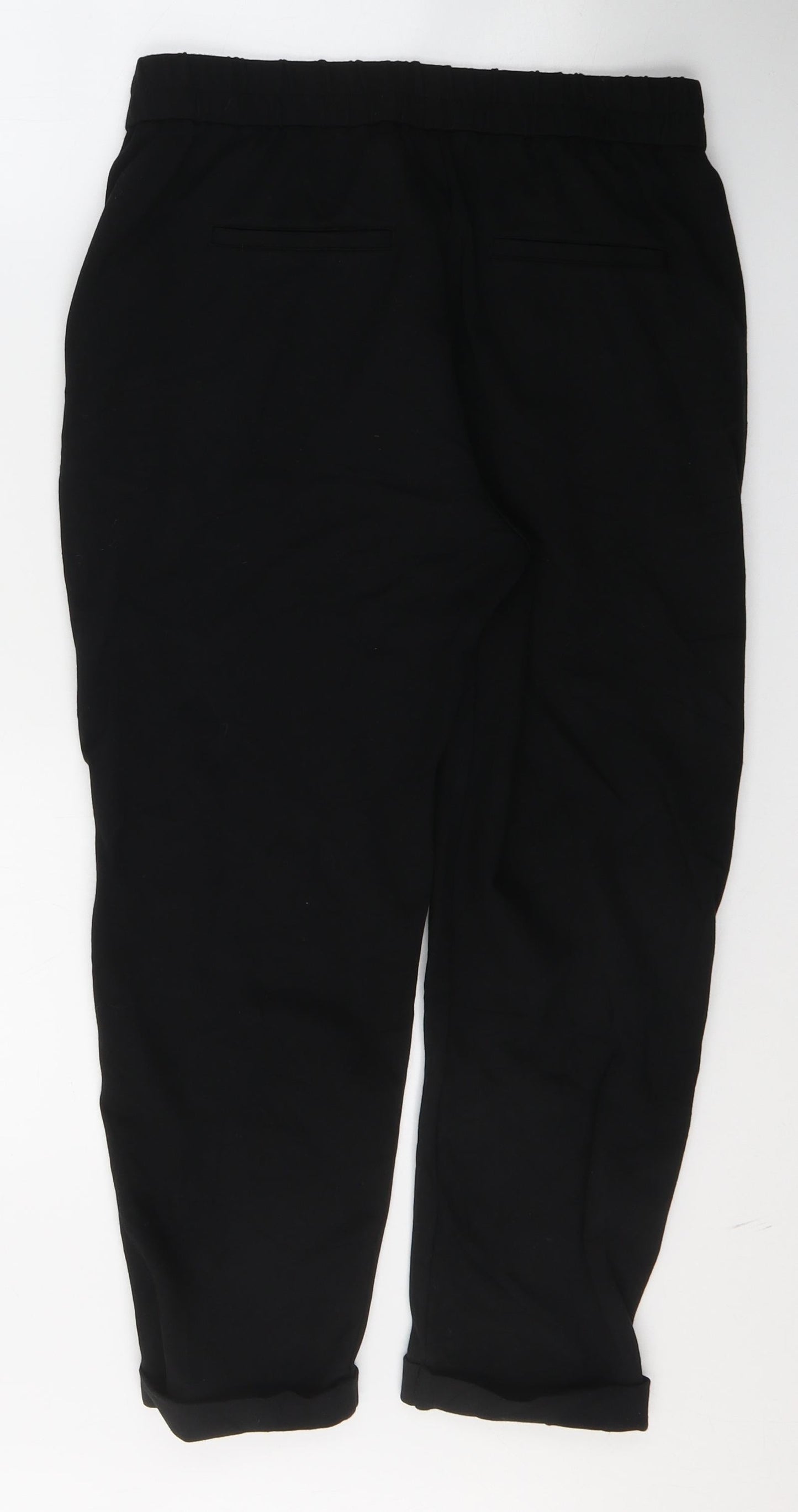 Womens UK Size S United Colors of Benetton Regular Fit Cropped Black Trousers