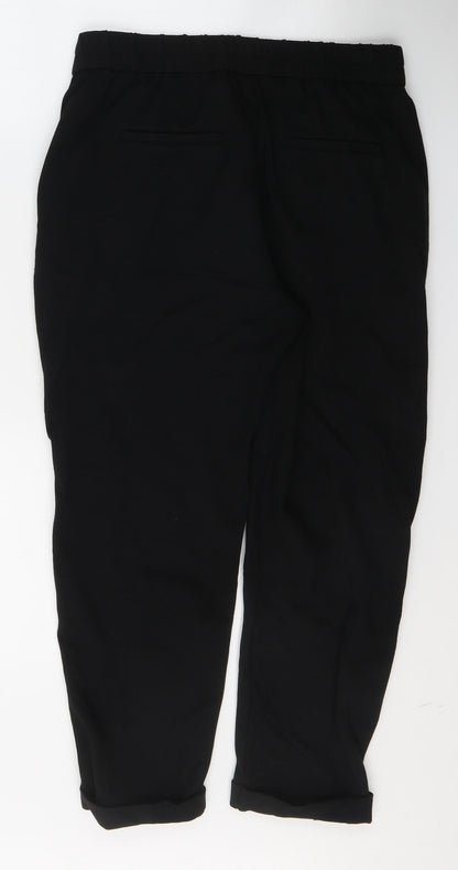 Womens UK Size S United Colors of Benetton Regular Fit Cropped Black Trousers