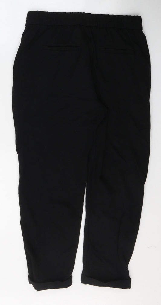 Womens UK Size S United Colors of Benetton Regular Fit Cropped Black Trousers