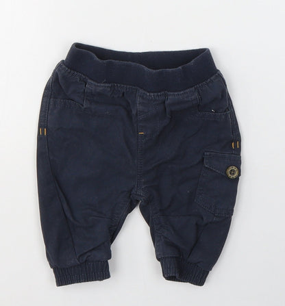 NEXT Baby Blue  Cotton Cargo Trousers Size 0-3 Months  Pullover