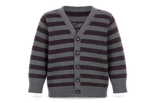 Gap Boys Grey V-Neck Striped Cotton Cardigan Jumper Size 2 Years  Button