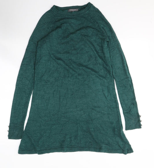 Primark Womens Green  Acrylic Jacket Dress  Size 6  Round Neck Pullover