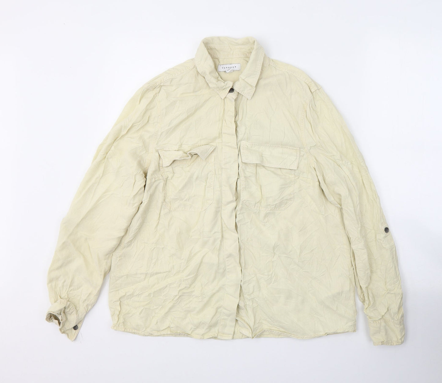 Womens UK Size 14 Topshop Yellow Basic Button-Up