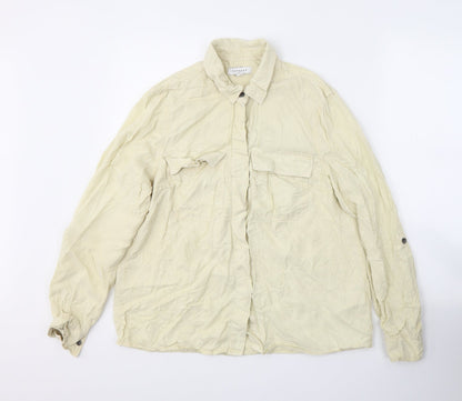 Womens UK Size 14 Topshop Yellow Basic Button-Up