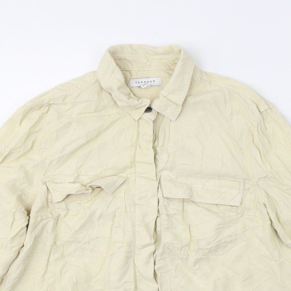 Womens UK Size 14 Topshop Yellow Basic Button-Up