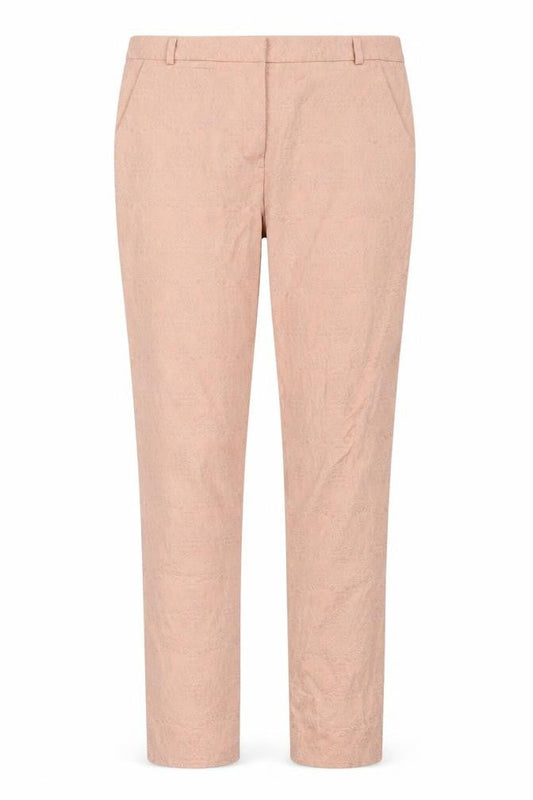 Front view of Atmosphere women’s pink floral cotton skinny jeans, size UK 12, 28-inch leg regular button
