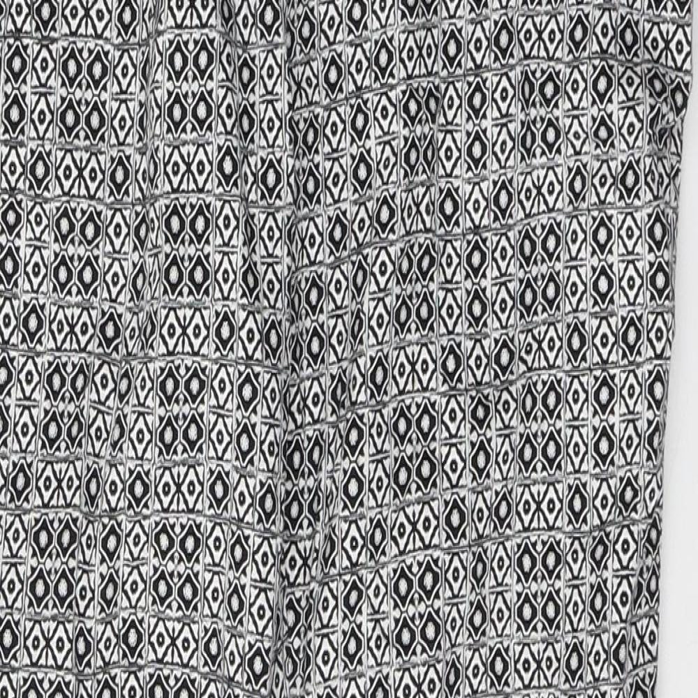 Atmosphere Womens White Geometric Polyester Trousers  Size 8 L26 in Regular Button