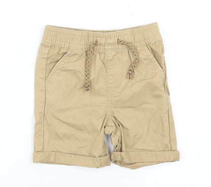 Primark Boys Beige  Cotton Cropped Trousers Size 6-9 Months  Drawstring