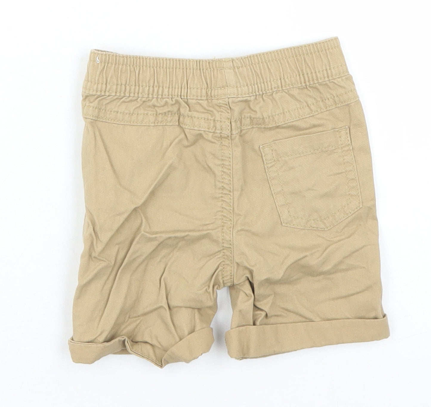 Primark Boys Beige  Cotton Cropped Trousers Size 6-9 Months  Drawstring