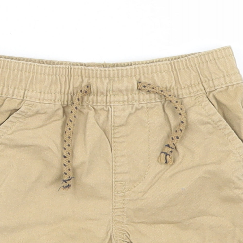 Primark Boys Beige  Cotton Cropped Trousers Size 6-9 Months  Drawstring