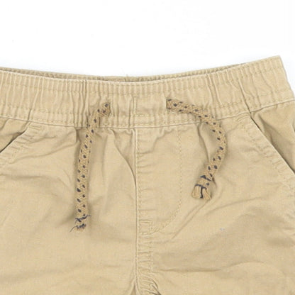 Primark Boys Beige  Cotton Cropped Trousers Size 6-9 Months  Drawstring