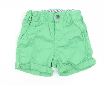 H&M Girls Green  Cotton Cropped Trousers Size 6-9 Months  Button