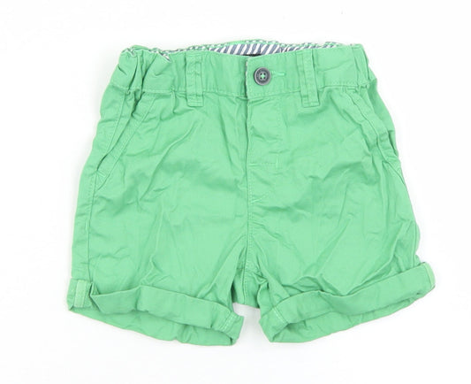 H&M Girls Green  Cotton Cropped Trousers Size 6-9 Months  Button