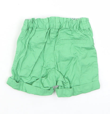 H&M Girls Green  Cotton Cropped Trousers Size 6-9 Months  Button