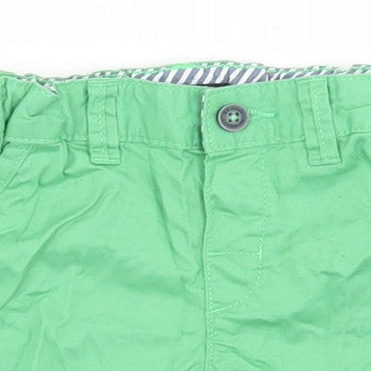 H&M Girls Green  Cotton Cropped Trousers Size 6-9 Months  Button