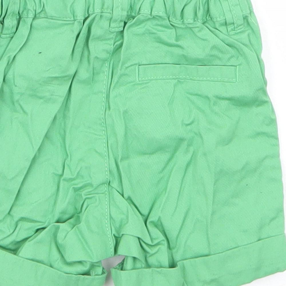 H&M Girls Green  Cotton Cropped Trousers Size 6-9 Months  Button