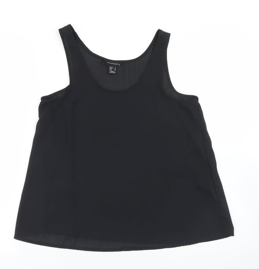 Atmosphere Womens Black  Polyester Basic Blouse Size 6 Round Neck